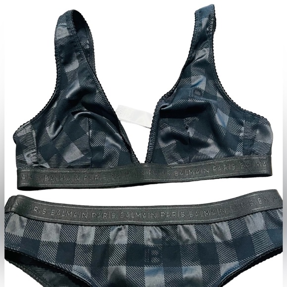 BALMAIN***Vichy Jacquard Bra and Brazilian Underwear XS**$585 - Picture 2 of 6